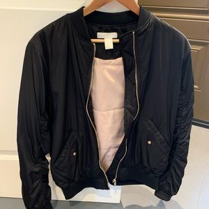 H & M black, silky bomber jacket